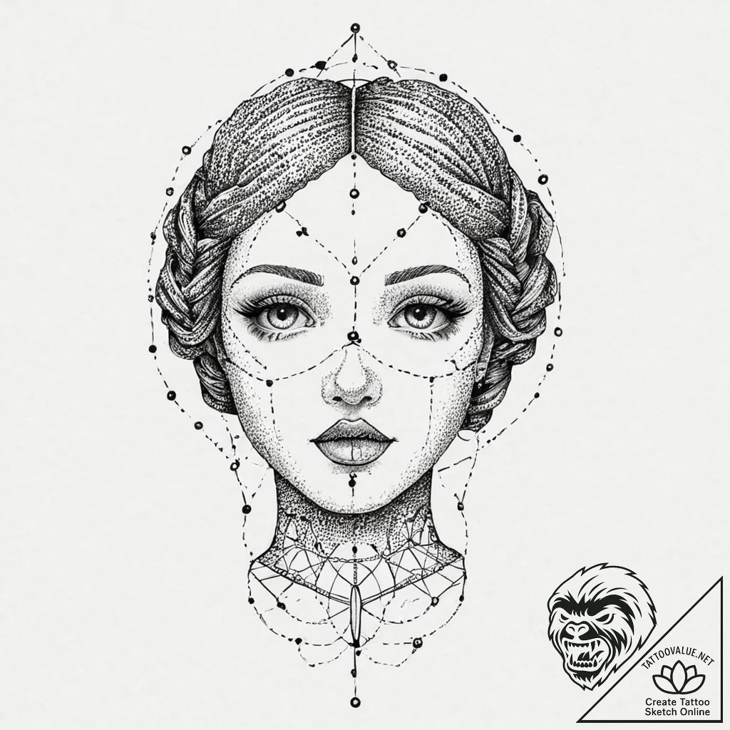 A detailed broken doll head, creepy,, artisti... - tattoo sketch (№1753698937_0, 28.07.2025 10:35) — tattoovalue.net