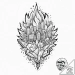 Quartz relic beneath burning sky, tattoo draw… – tattoo sketch (№1753699133_0, 28.07.2025 10:38) — tattoovalue.net