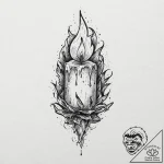 Animated candle with screaming flame, tattoo… – tattoo sketch (№1753700103_0, 28.07.2025 10:55) — tattoovalue.net