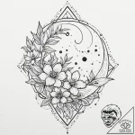 Night-blooming jasmine under a full moon, tat… – tattoo sketch (№1753700879_0, 28.07.2025 11:07) — tattoovalue.net