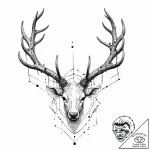 Bloodied antlers wrapped in wire, ink illustr… – tattoo sketch (№1753701267_0, 28.07.2025 11:14) — tattoovalue.net