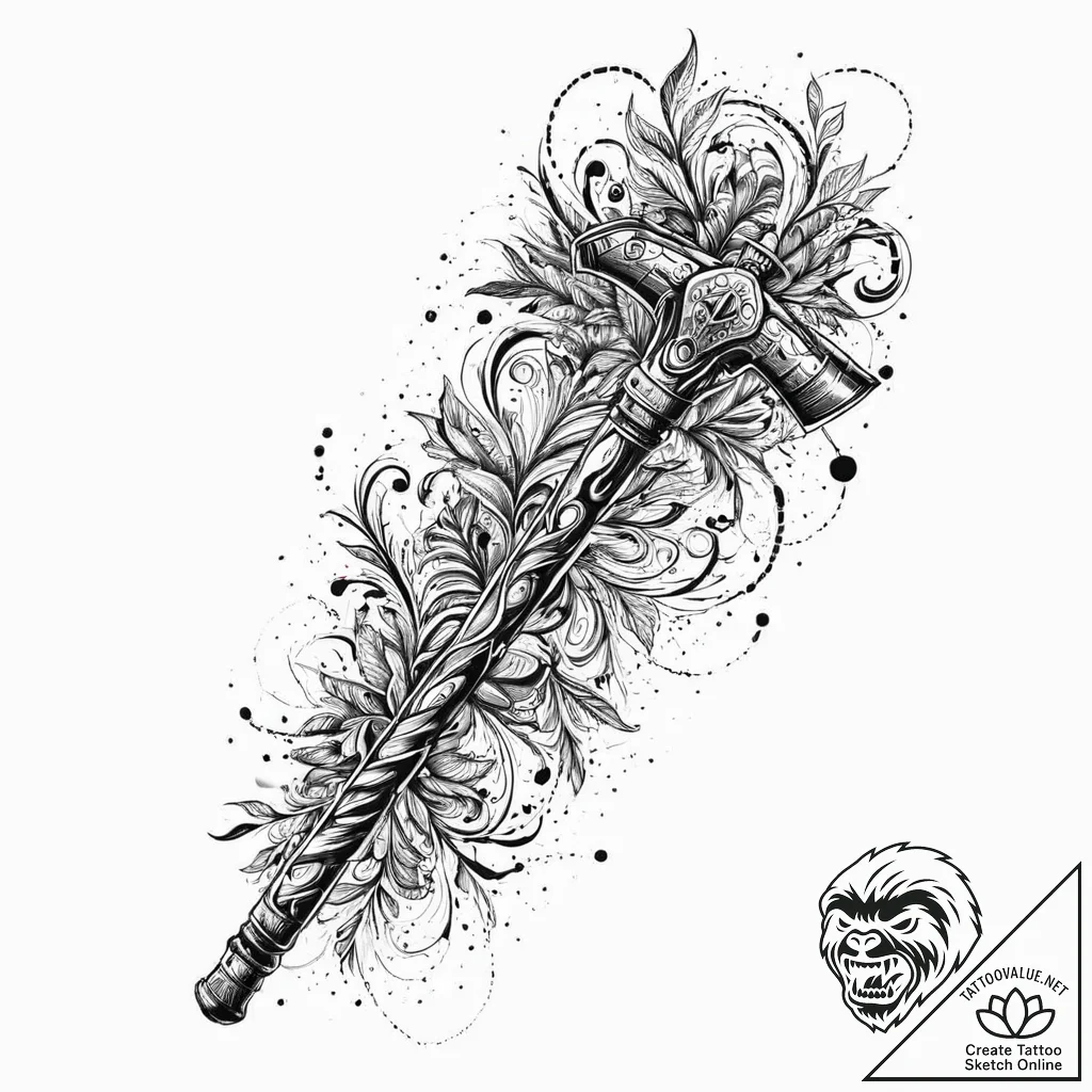 Tomahawk, concept art for tattoo, trash polka... - tattoo sketch (№1753701465_0, 28.07.2025 11:17) — tattoovalue.net