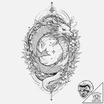 Riftstaff crowned in stars, tattoo line art,… – tattoo sketch (№1753701855_0, 28.07.2025 11:24) — tattoovalue.net