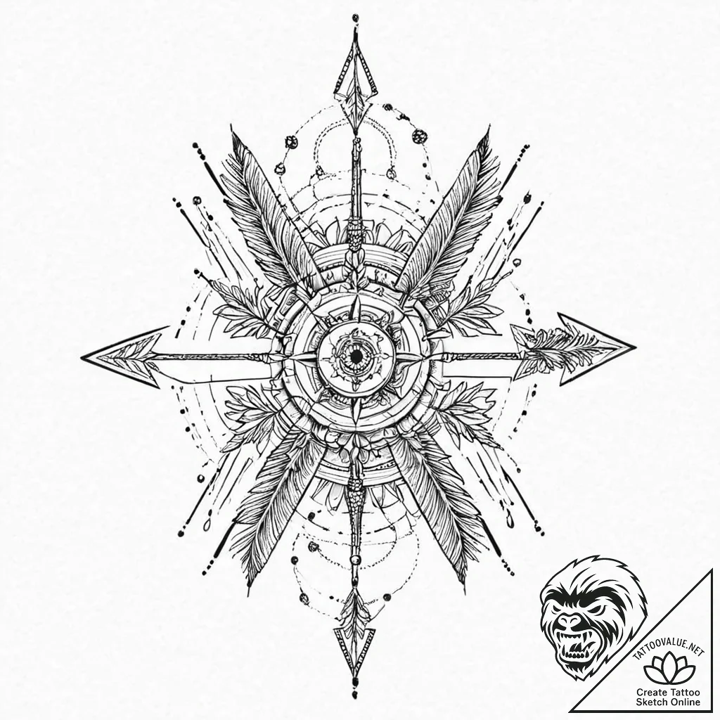 Quiver of spectral arrows, tattoo flash sheet... - tattoo sketch (№1753702621_0, 28.07.2025 11:37) — tattoovalue.net