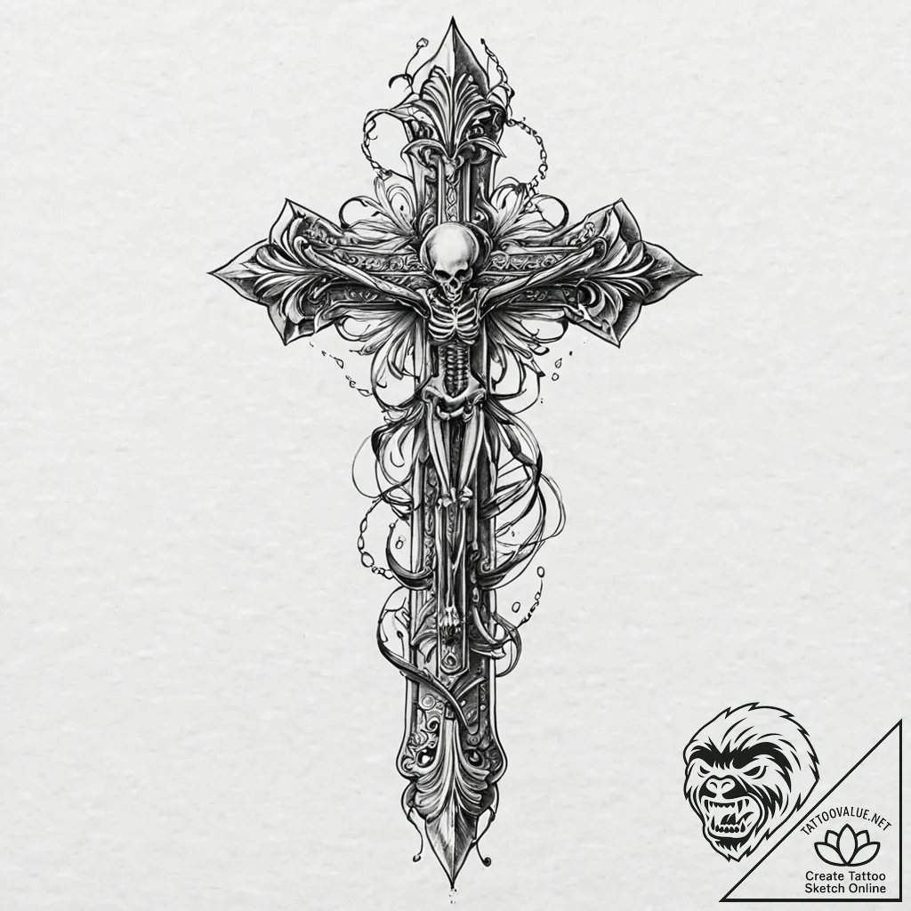 Knife in skeletal grip, tattoo sketch design,... - tattoo sketch (№1753702812_0, 28.07.2025 11:40) — tattoovalue.net