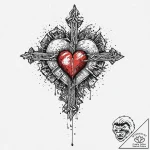 Broken heart symbol in 8-bit pixel art style,… – tattoo sketch (№1753703200_0, 28.07.2025 11:46) — tattoovalue.net
