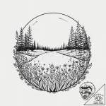 Crystal ball reflecting a field of wildflower… – tattoo sketch (№1753703408_0, 28.07.2025 11:50) — tattoovalue.net