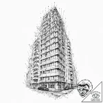 Empty high-rise building with a single, lit w… – tattoo sketch (№1753703814_0, 28.07.2025 11:56) — tattoovalue.net