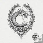 Lunar flames devouring serpent, ink illustrat… – tattoo sketch (№1753704426_0, 28.07.2025 12:07) — tattoovalue.net