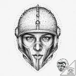 Silver helm beneath crimson veil, tattoo sket… – tattoo sketch (№1753705022_0, 28.07.2025 12:17) — tattoovalue.net