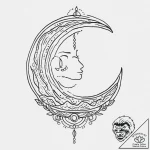Waning moon with a sleepy, serene face, artis… – tattoo sketch (№1753705435_0, 28.07.2025 12:23) — tattoovalue.net
