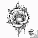 Emerald flames devouring rose, tattoo drawing… – tattoo sketch (№1753705642_0, 28.07.2025 12:27) — tattoovalue.net