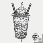 A whimsical bubble tea with colorful pearls,… – tattoo sketch (№1753705843_0, 28.07.2025 12:30) — tattoovalue.net