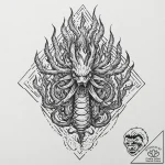 Hydra with heads of fire, ice, and shadow, ar… – tattoo sketch (№1753706042_0, 28.07.2025 12:34) — tattoovalue.net