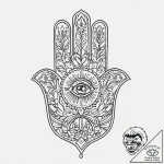 Tattoo design a traditional ‘hamsa’ hand with… – tattoo sketch (№1753706382_0, 28.07.2025 12:39) — tattoovalue.net