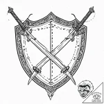 Tattoo design a shield with two crossing swor… – tattoo sketch (№1753707231_0, 28.07.2025 12:53) — tattoovalue.net