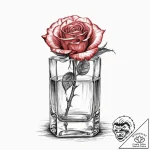 A single, perfect red rose in a crystal vase… – tattoo sketch (№1753707428_0, 28.07.2025 12:57) — tattoovalue.net