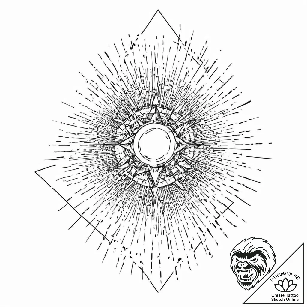 A "glitch in the matrix" effect on a simple o... - tattoo sketch (№1753707628_0, 28.07.2025 13:00) — tattoovalue.net