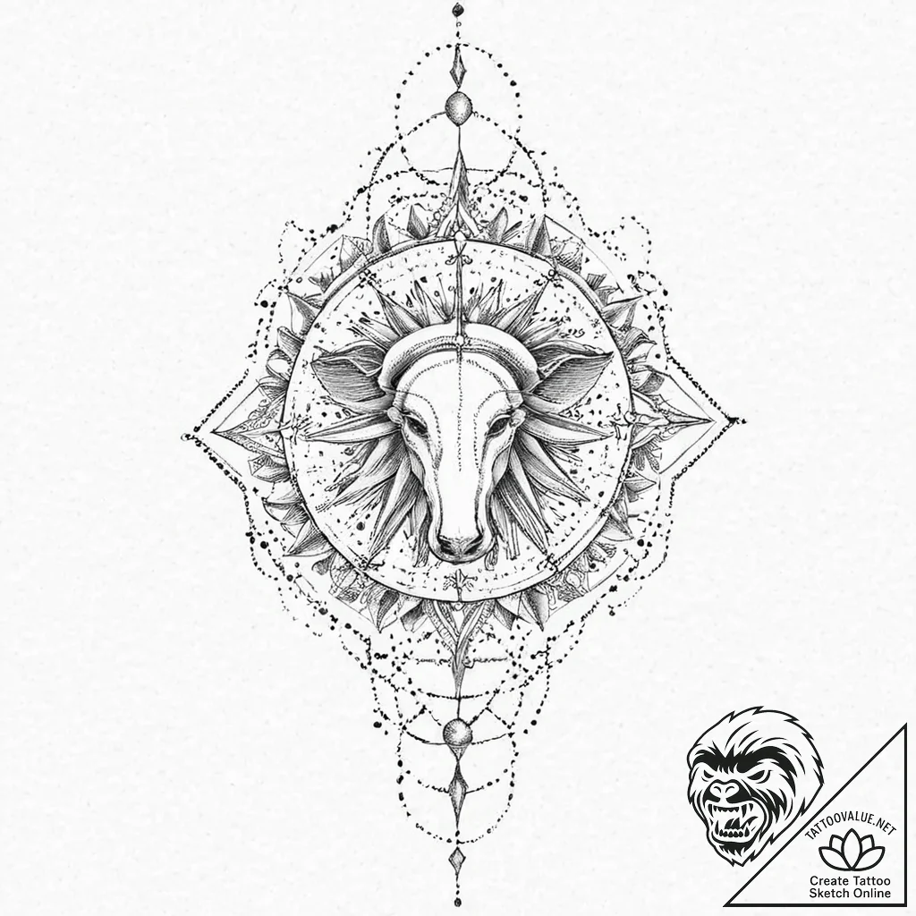 Tattoo design a zodiac glyph created by overl... - tattoo sketch (№1753707823_0, 28.07.2025 13:03) — tattoovalue.net