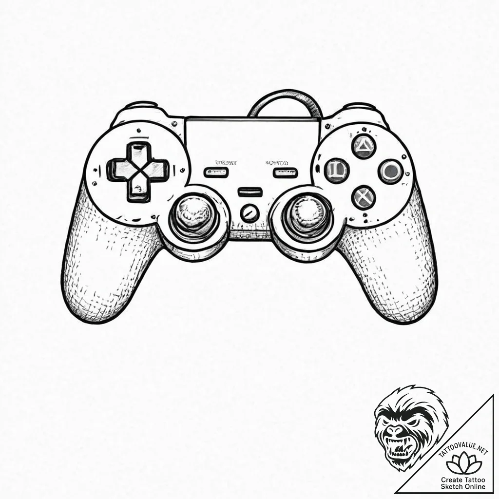 Tattoo sketch a classic game controller split... - tattoo sketch (№1753708028_0, 28.07.2025 13:07) — tattoovalue.net