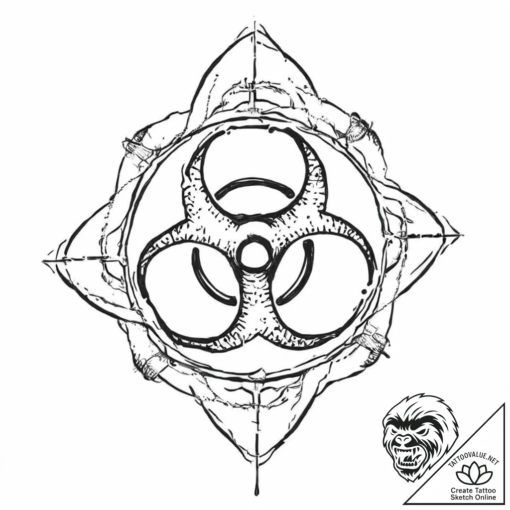 The biohazard symbol - tattoo sketch (№1753709821_0, 28.07.2025 13:37) — tattoovalue.net