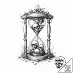 Hourglass with skulls instead of sand – tattoo sketch (№1753710223_0, 28.07.2025 13:43) — tattoovalue.net