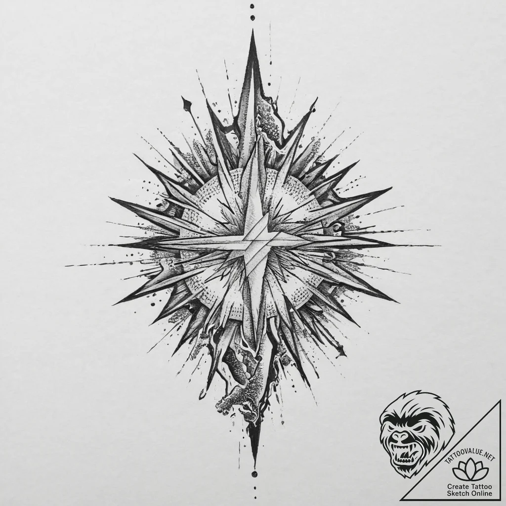 Tattoo sketch: a kolovrat emerging from a sto... - tattoo sketch (№1753711797_0, 28.07.2025 14:09) — tattoovalue.net