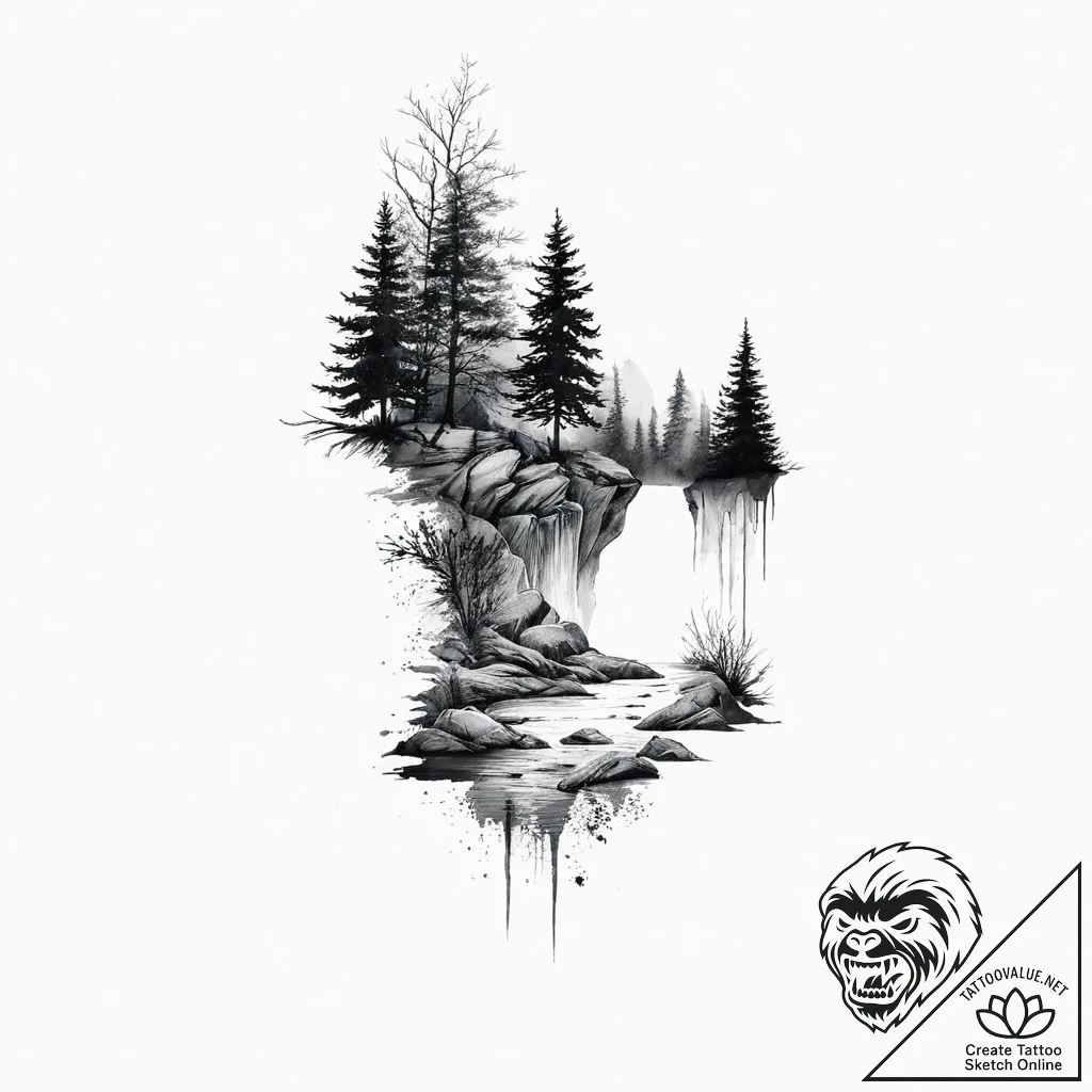Tattoo sketch a subtle, flowing watercolor la... - tattoo sketch (№1753711996_0, 28.07.2025 14:13) — tattoovalue.net