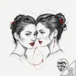 Twins, tattoo sketch design, on a clean white… – tattoo sketch (№1753712187_0, 28.07.2025 14:16) — tattoovalue.net