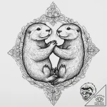 Tattoo design a pair of otters holding hands,… – tattoo sketch (№1753712776_0, 28.07.2025 14:26) — tattoovalue.net