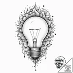 Tattoo design a lightbulb emitting powerful i… – tattoo sketch (№1753713167_0, 28.07.2025 14:32) — tattoovalue.net