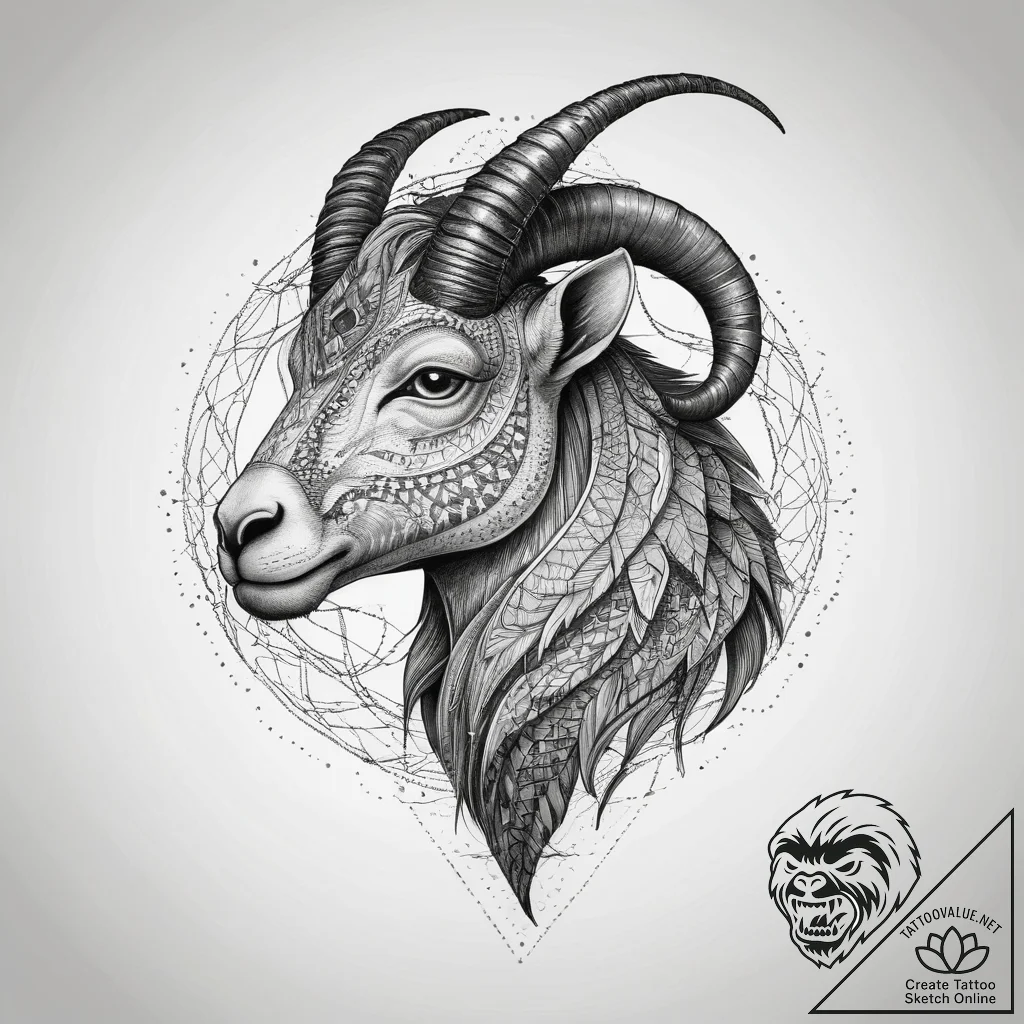 Tattoo design a capricorn goat-fish where sca... - tattoo sketch (№1753714954_0, 28.07.2025 15:02) — tattoovalue.net