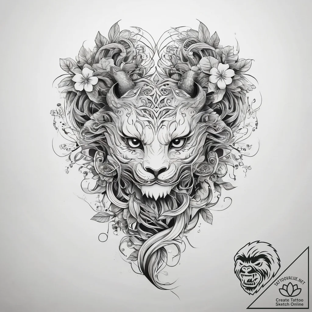 Tattoo sketch a stylized tree of life with ro... - tattoo sketch (№1753715535_0, 28.07.2025 15:12) — tattoovalue.net