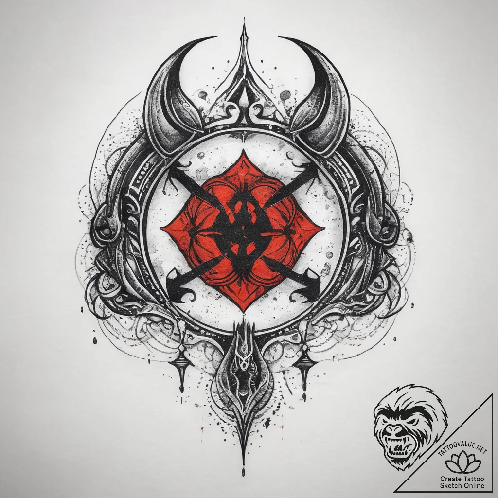 62. tattoo design: a "chernobog" rune with su... - tattoo sketch (№1753715729_0, 28.07.2025 15:15) — tattoovalue.net