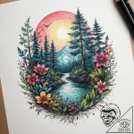 Tattoo design a lush fantasy forest with glow… – tattoo sketch (№1753715932_0, 28.07.2025 15:18) — tattoovalue.net