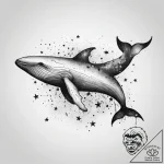 A whale silhouette filled with a starry sky,… – tattoo sketch (№1753716129_0, 28.07.2025 15:22) — tattoovalue.net