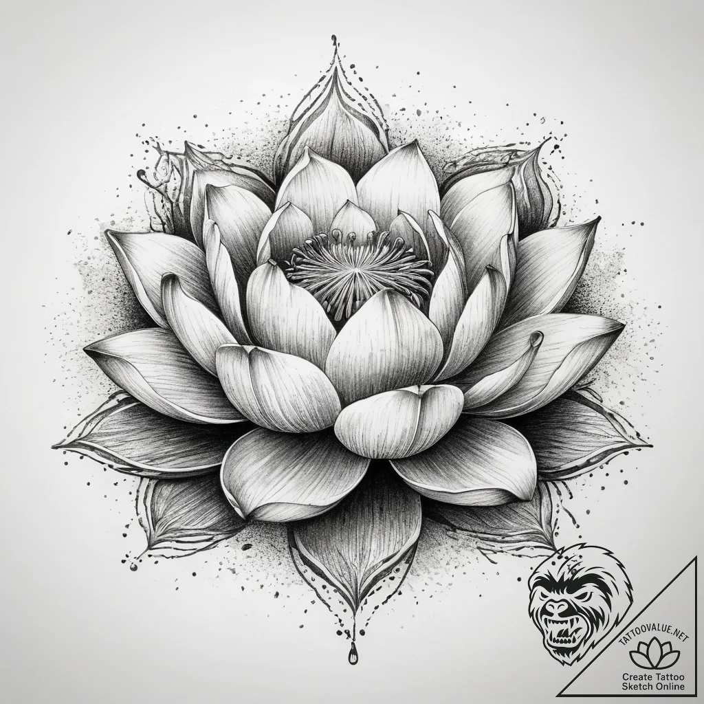 Tattoo sketch a lotus flower pushing through... - tattoo sketch (№1753717721_0, 28.07.2025 15:48) — tattoovalue.net