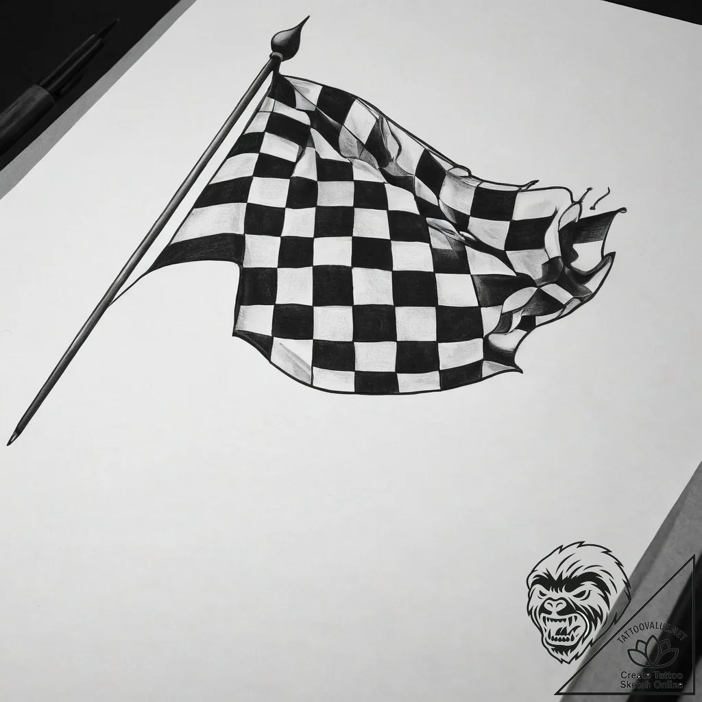 Tattoo sketch a stylized race track with a ch... - tattoo sketch (№1753718116_0, 28.07.2025 15:55) — tattoovalue.net