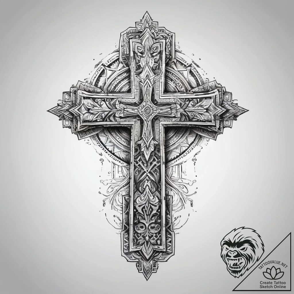 Aztec, ink illustration for tattoo, detailed... - tattoo sketch (№1753719139_0, 28.07.2025 16:12) — tattoovalue.net