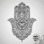 Tattoo design a traditional ‘hamsa’ hand with… – tattoo sketch (№1753738000_0, 28.07.2025 21:26) — tattoovalue.net