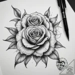 Tattoo sketch a blooming flower bud and a ful… – tattoo sketch (№1753738061_0, 28.07.2025 21:27) — tattoovalue.net