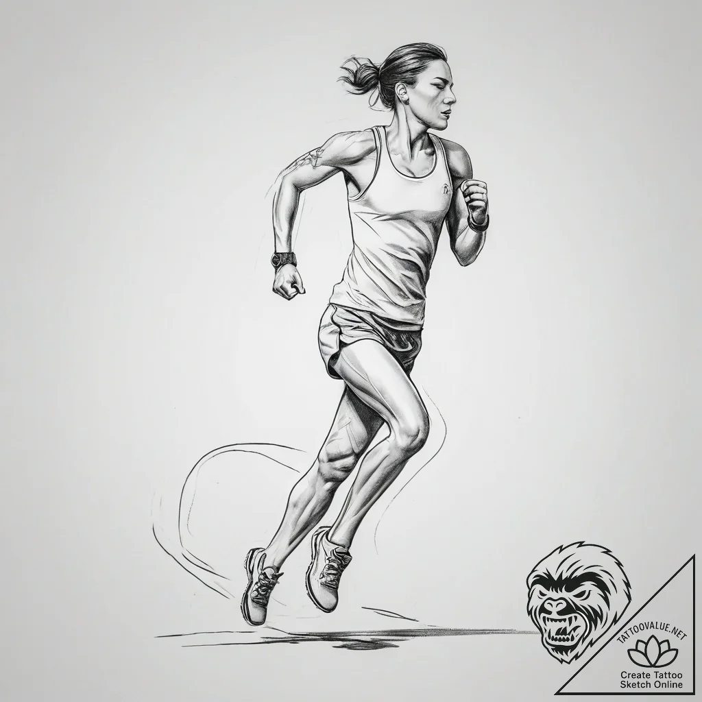 Tattoo design a marathon runner crossing the... - tattoo sketch (№1753738187_0, 28.07.2025 21:29) — tattoovalue.net