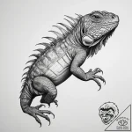 Iguana, tattoo line art, realistic black and… – tattoo sketch (№1753739362_0, 28.07.2025 21:49) — tattoovalue.net