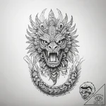 Aztec feathered serpent (quetzalcoatl) – tattoo sketch (№1753739753_0, 28.07.2025 21:55) — tattoovalue.net