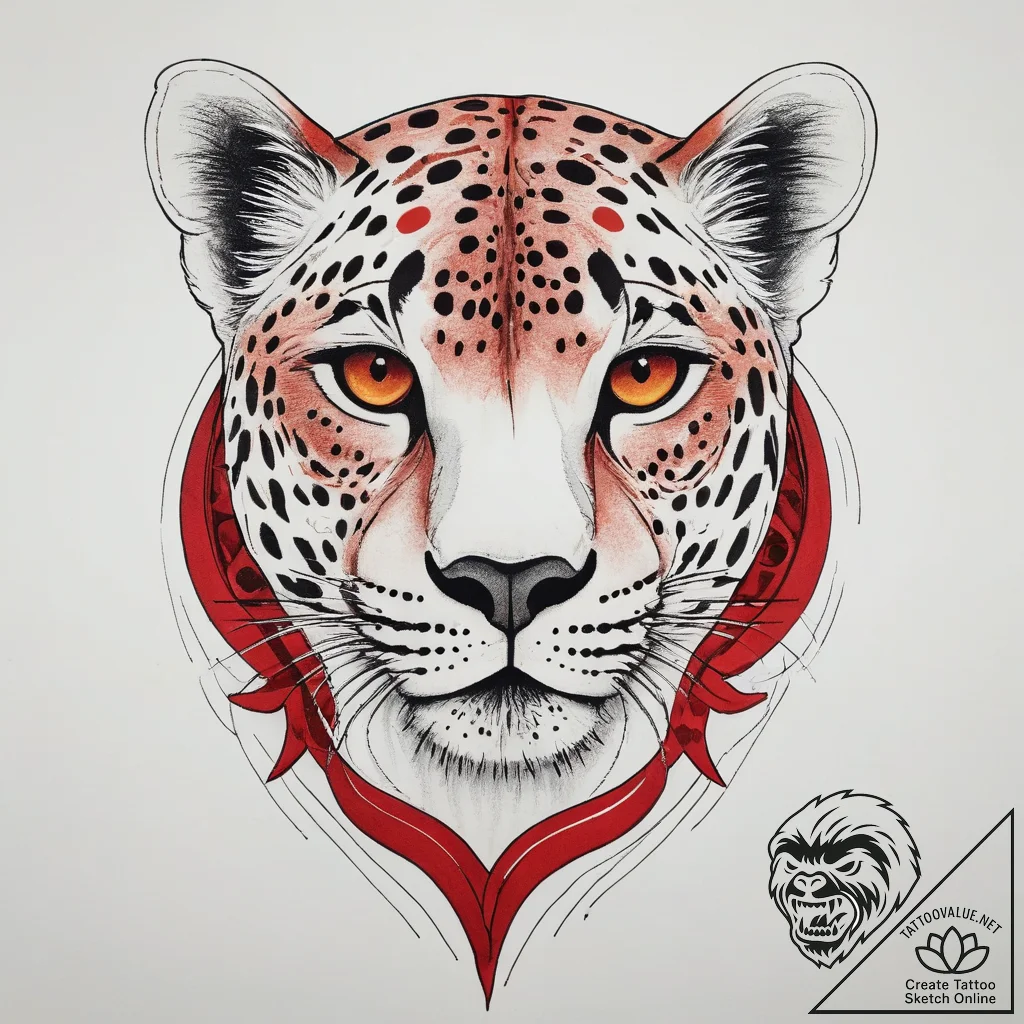 Cheetah, artistic tattoo sketch, neo traditio... - tattoo sketch (№1753740149_0, 28.07.2025 22:02) — tattoovalue.net