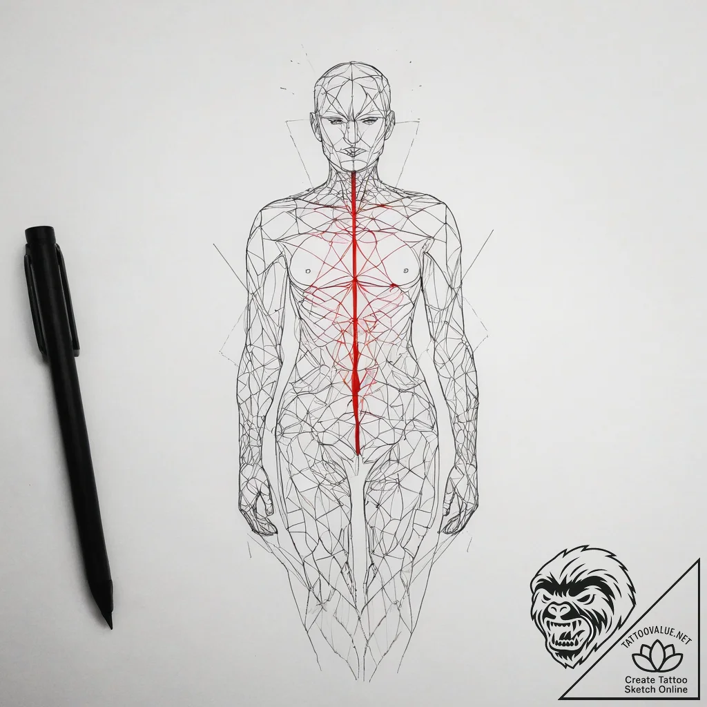 Tattoo sketch a person's silhouette merging w... - tattoo sketch (№1753741121_0, 28.07.2025 22:18) — tattoovalue.net