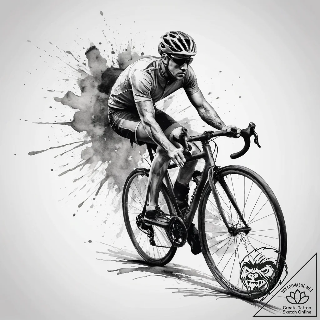 Tattoo design a cyclist's leg muscles in moti... - tattoo sketch (№1753741513_0, 28.07.2025 22:25) — tattoovalue.net