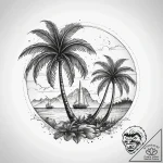 Tattoo design a tropical island with palm tre… – tattoo sketch (№1753742096_0, 28.07.2025 22:34) — tattoovalue.net