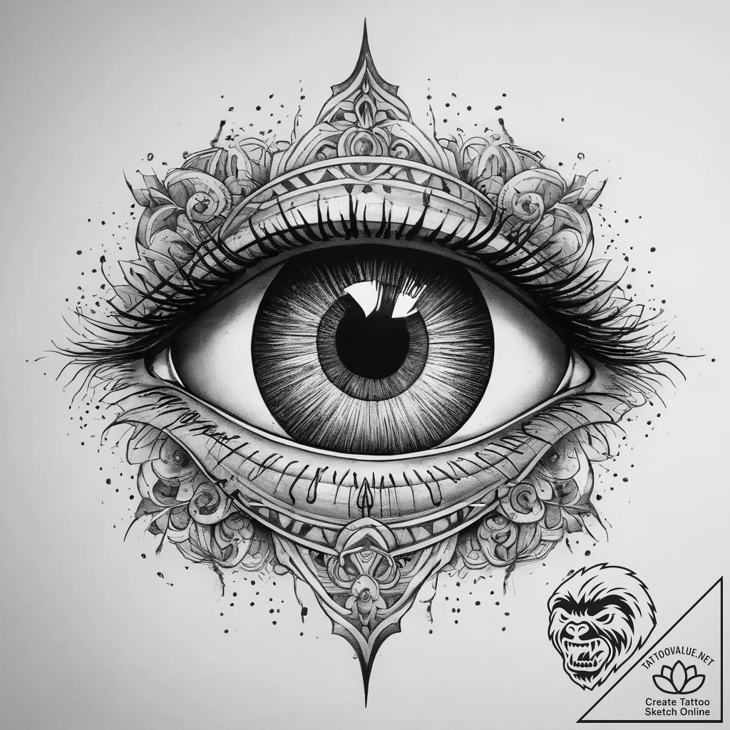 Tattoo design a zodiac animal's eye, highly d... - tattoo sketch (№1753743077_0, 28.07.2025 22:51) — tattoovalue.net