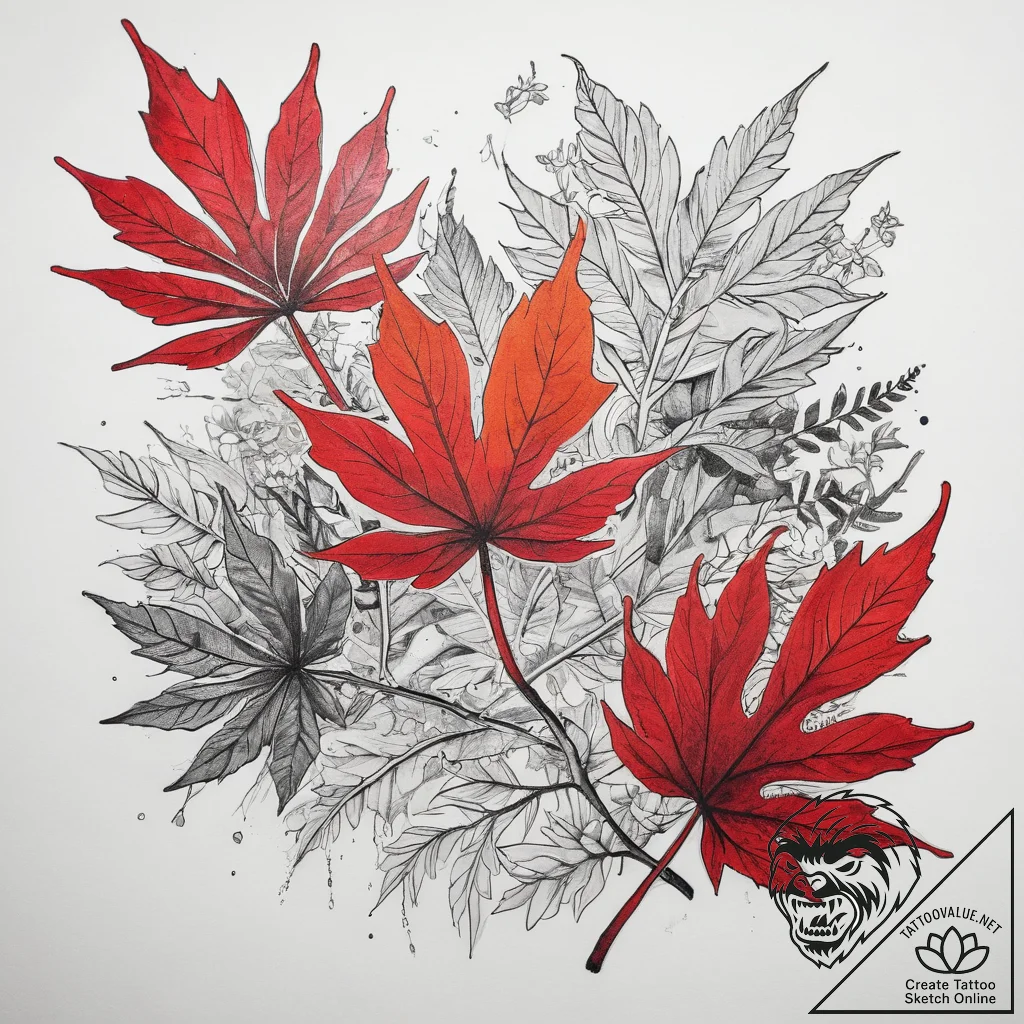 The vibrant, fiery colors of autumn foliage i... - tattoo sketch (№1753743869_0, 28.07.2025 23:04) — tattoovalue.net